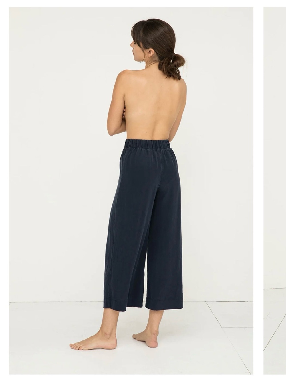 Elizabeth Suzann Florence black silk Wide-Leg cropped pants XS short